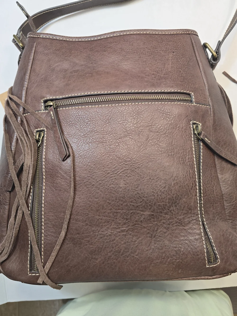 Ariat Brown & White Cowhide Leather Crossbody Bag